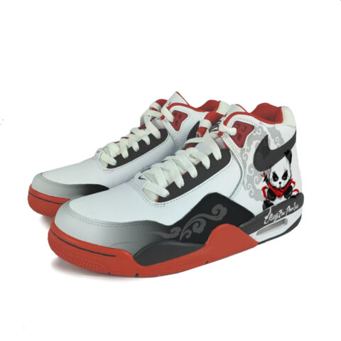 Nike Flight Legacy Slip Resistant Abrasion Resistant Mid top Vintage Basketball Shoes Unisex Red White