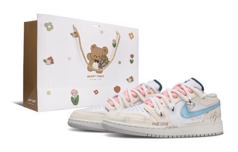 Jordan Air Jordan 1 Love Confession Abrasion Resistant Abrasion Resistant Low top Vintage Basketball Shoes Unisex