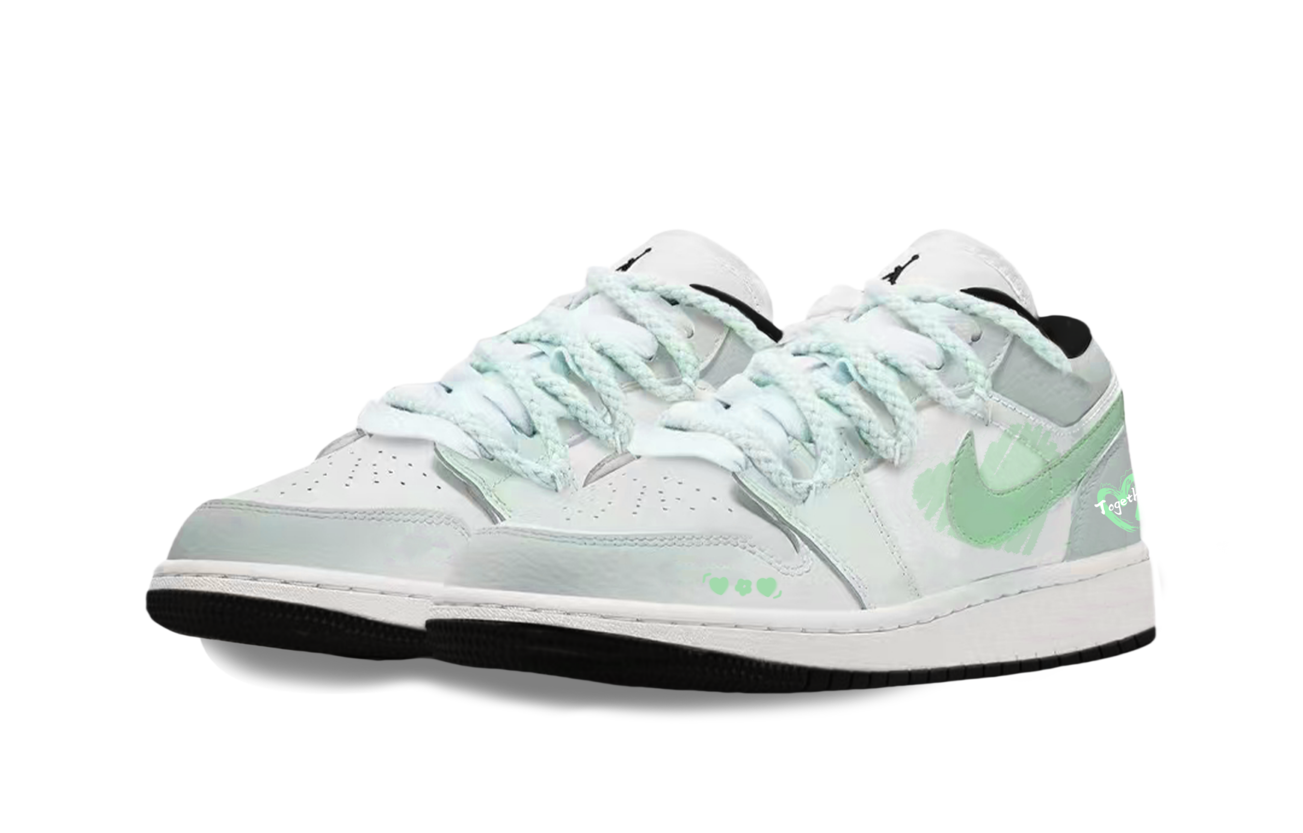 Jordan Air Jordan 1 Leather Abrasion Resistant Low top Vintage Basketball Shoes Unisex Sweet Green