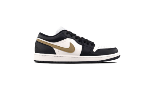 Jordan Air Jordan 1 Gold Hook Mocha Leather Cushioning, Wear Resistant Low top Vintage Basketball Shoes Unisex Black