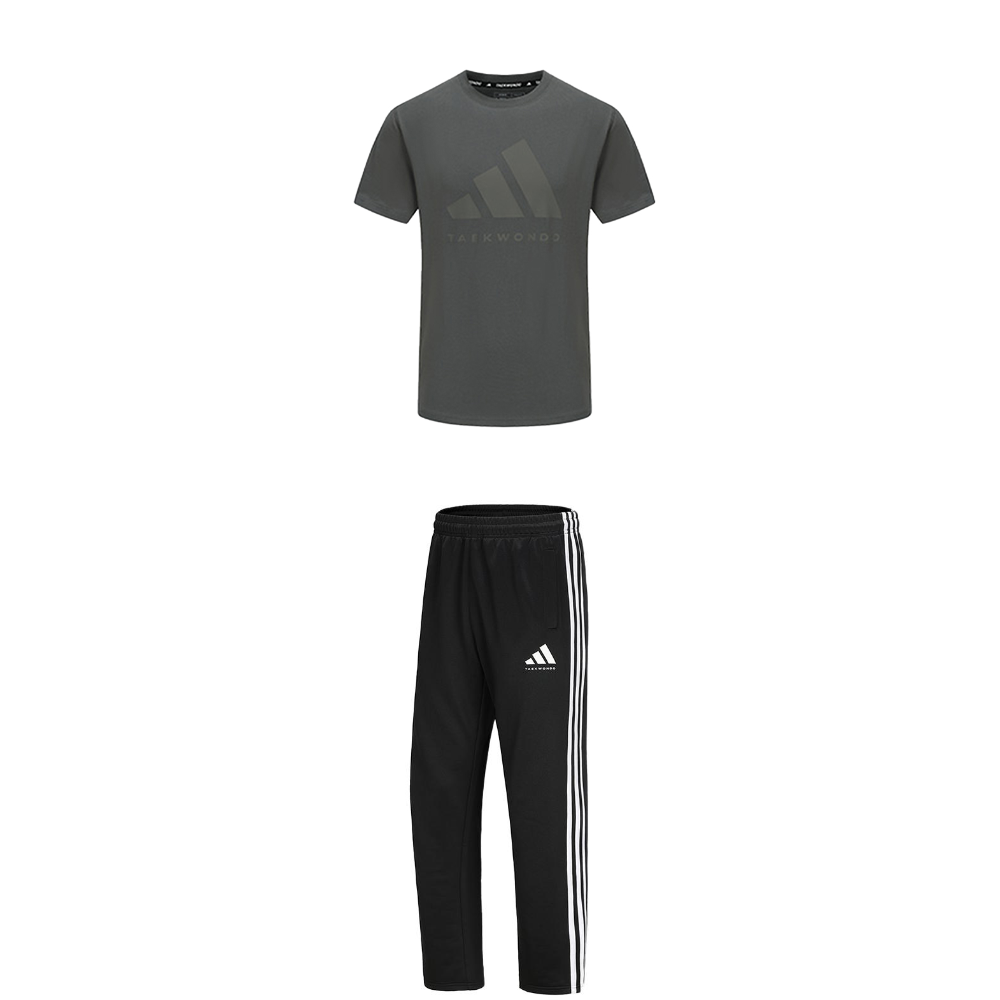 Adidas Taekwondo Casual Sportswear Unisex Set Gray+Black