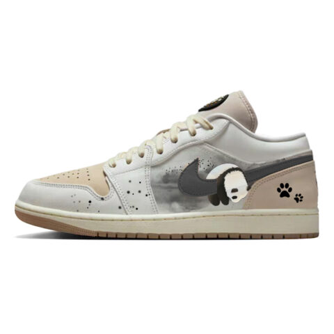 Jordan Air Jordan 1 Slip Resistant Abrasion Resistant Low top Vintage Basketball Shoes Unisex Brown
