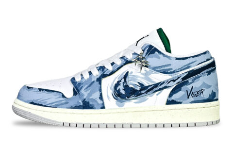 Jordan Air Jordan 1 Slip Resistant Abrasion Resistant Low top Vintage Basketball Shoes Unisex Blue Purple