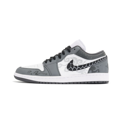 Jordan Air Jordan 1 Abrasion Resistant Abrasion Resistant Low top Vintage Basketball Shoes Unisex Gray White