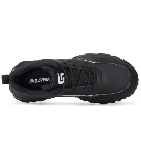LANOUDUN Synthetic, Microfiber Leather Non slip, Wear resistant, Impact resistant High top Outdoor Shoes Men’s Black