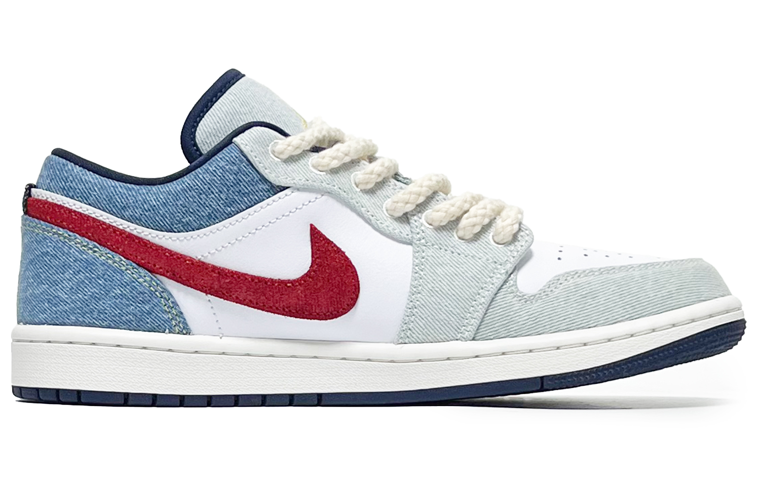 Jordan Air Jordan 1 Night Sky Lightning 2.0 Abrasion Resistant Low top Vintage Basketball Shoes Men’s Light Blue