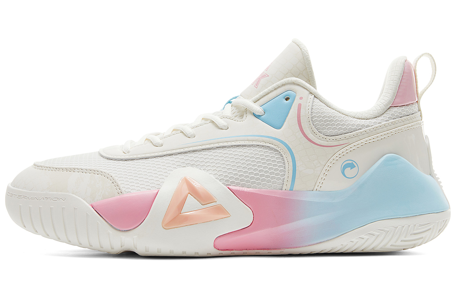 PEAK Fengji Basketball Shoes Men's Low Top White Pink Blue