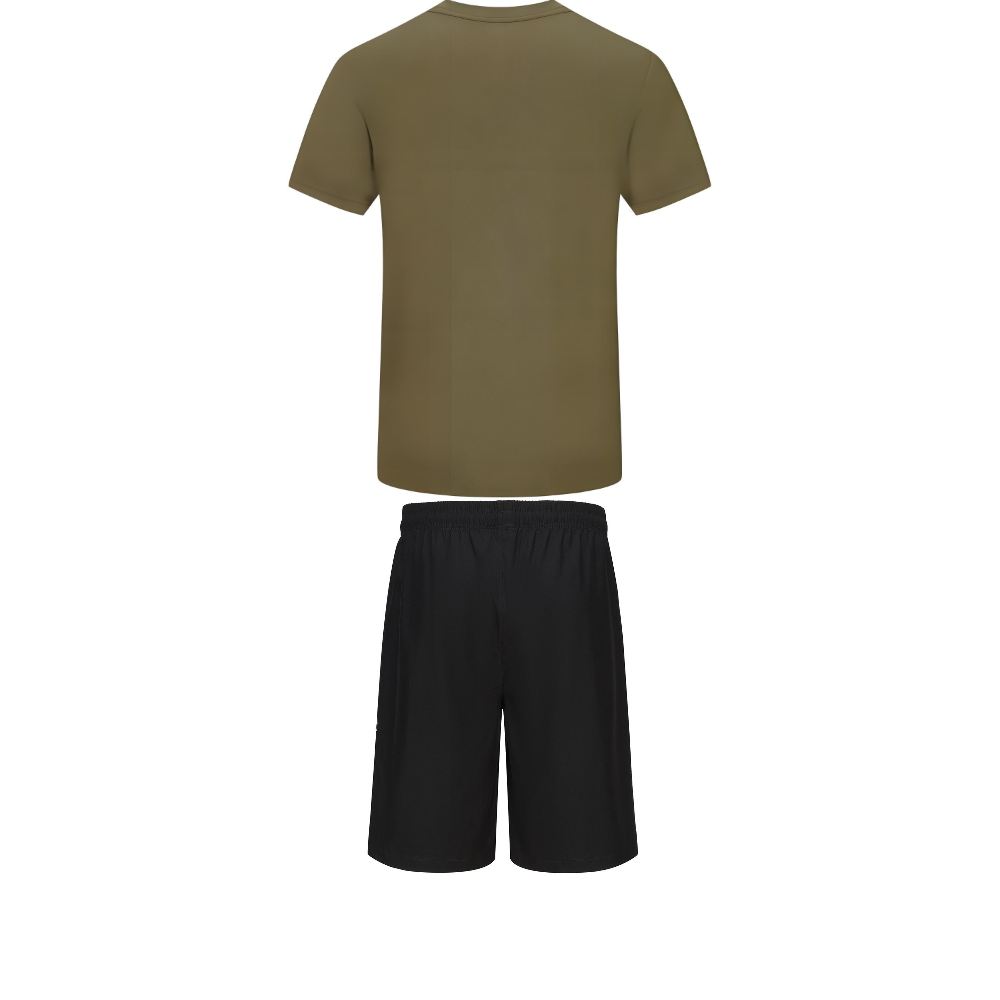 Adidas Taekwondo Casual Sportswear Men’s Clothing Set Green Short Sleeved Shirt+Black Shorts