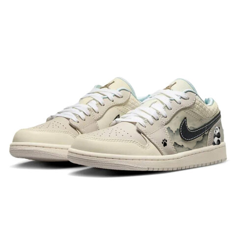 Jordan Air Jordan 1 Slip Resistant Abrasion Resistant Low top Vintage Basketball Shoes Women’s Beige Brown