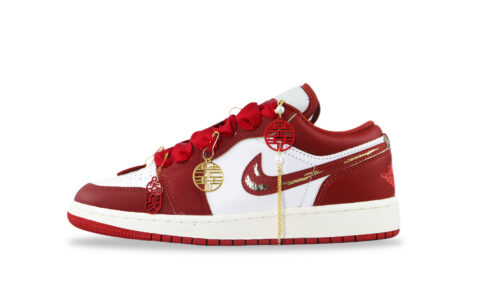 Jordan Air Jordan 1 Abrasion Resistant Low top Vintage Basketball Shoes Women’s Gold Red