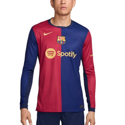 Nike Fc Barcelona 2024/25 Stadium Home Men's Nike Dri FIT Soccer Replica Long Sleeve Jersey