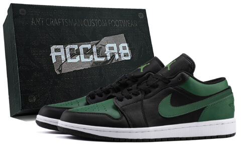 Jordan Air Jordan 1 Lightweight Low top Vintage Basketball Shoes Unisex Green Black
