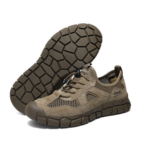 Jeep Slip Resistant, Abrasion Resistant, Breathable, Lightweight Low top Hiking Shoes Men’s Khaki