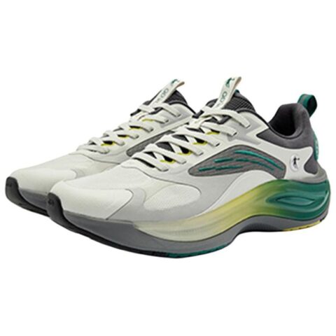 QIAODAN Cushioning Slip Resistant Breathable Low top Running Shoes Men’s White Gray Green