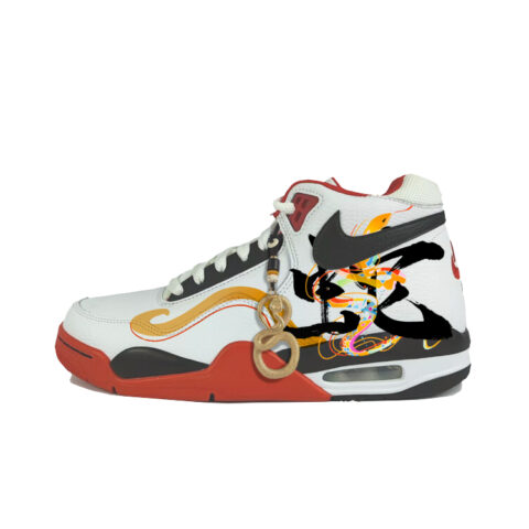 Nike Flight Legacy Synthetic Leather Cushioning Mid top Vintage Basketball Shoes Unisex Red White