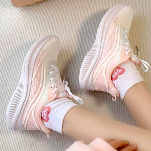 BIANSULONG Running Shoes Women’s Low Top White Pink/White Green