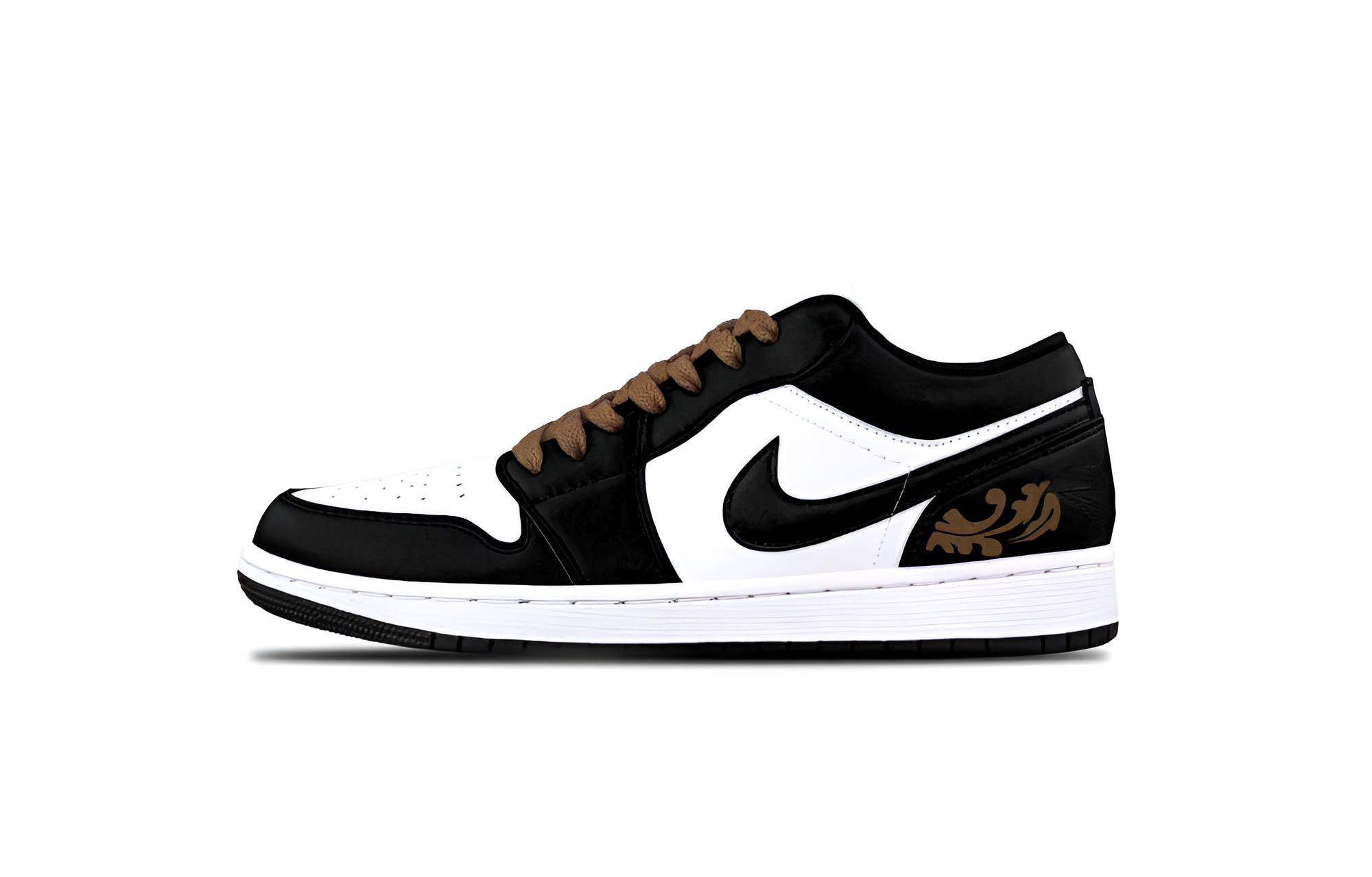 Jordan Air Jordan 1 Cushioning, Wear Resistant Low top Vintage Basketball Shoes Unisex Black White