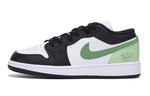 Jordan Air Jordan 1 Slip Resistant Abrasion Resistant Low top Vintage Basketball Shoes Men’s Black Green