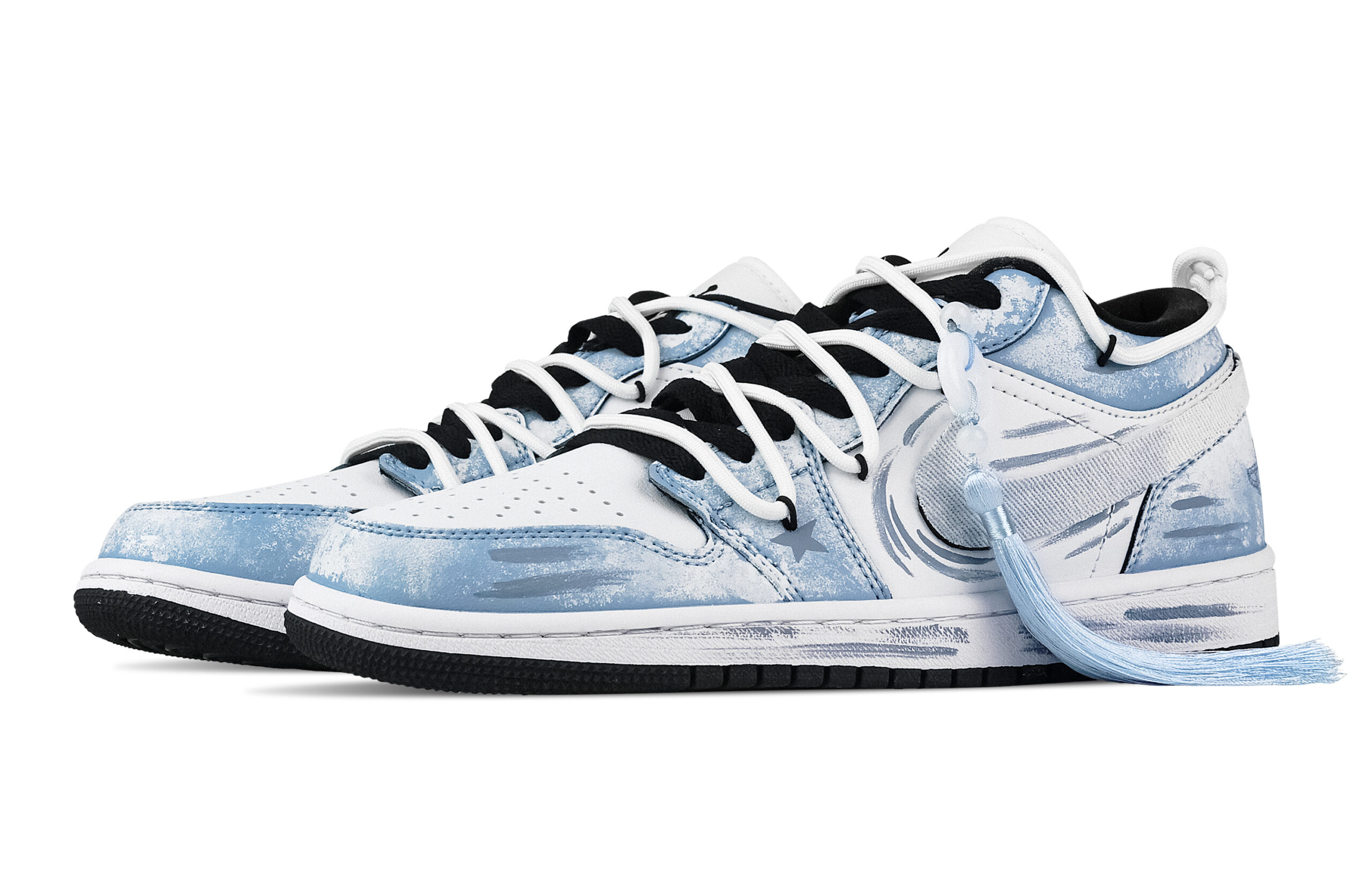 Jordan Air Jordan 1 Orchid Pavilion Collection, Heart Box Low top Vintage Basketball Shoes Unisex White Blue