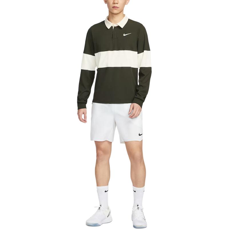 Nike Dri FIT ADVCourt Slam SS25 Tennis Top Men’s Sequoia Green/Light Ivory White/White