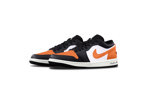 Jordan Air Jordan 1 Black Orange Crushed Cushioning, Wear Resistant Low top Vintage Basketball Shoes Unisex