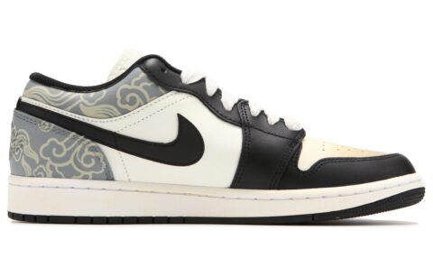 Jordan Air Jordan 1 Low Abrasion Resistant Breathable Low top Vintage Basketball Shoes Men’s Black Gray