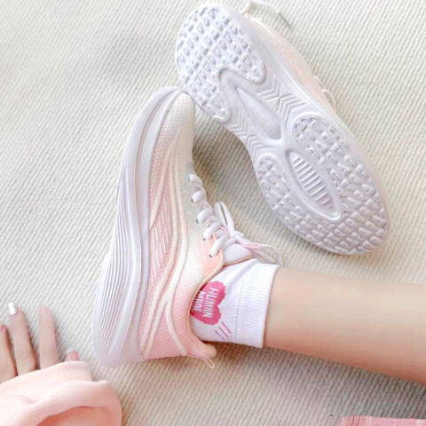 BIANSULONG Running Shoes Women’s Low Top White Pink/White Green