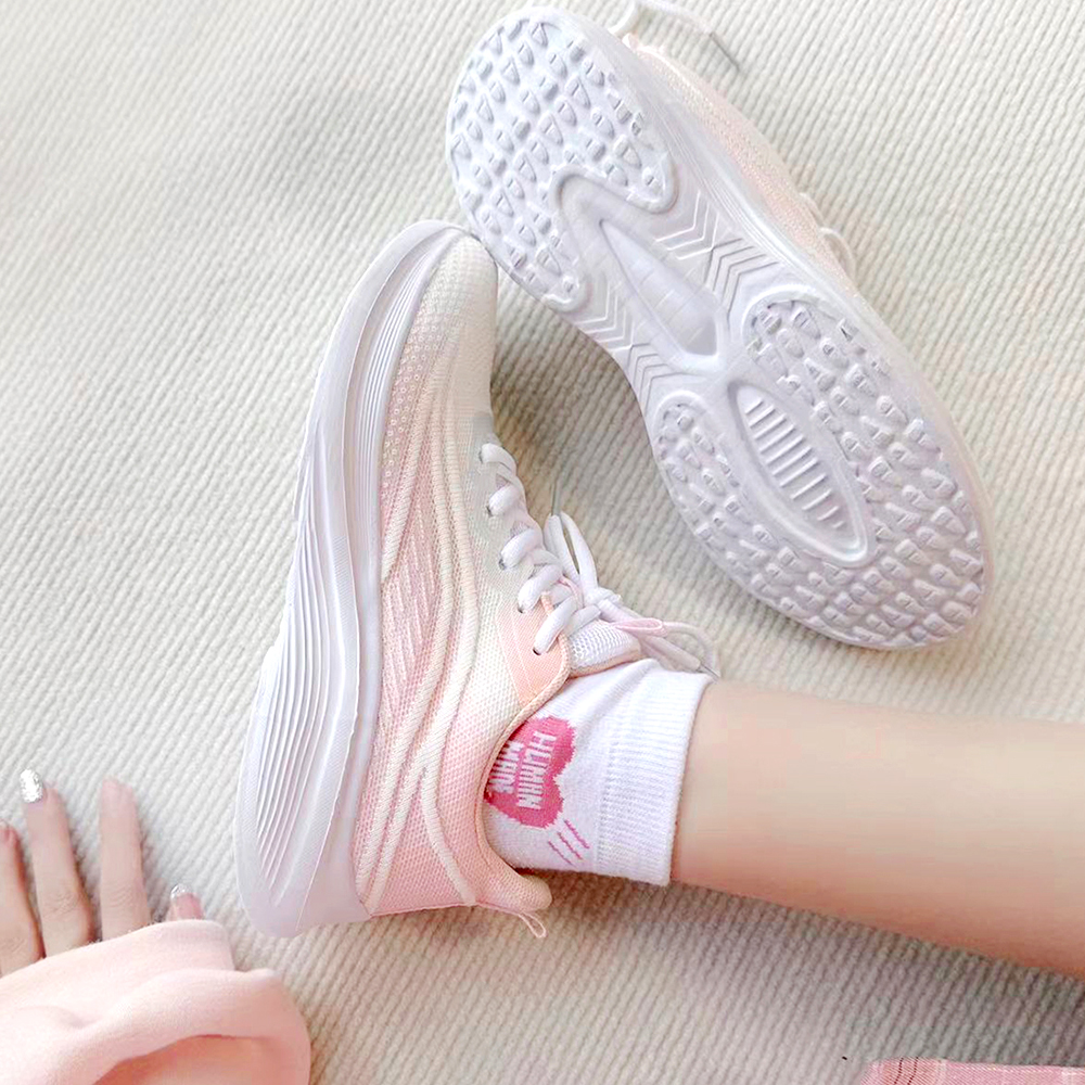 BIANSULONG Running Shoes Women’s Low Top White Pink/White Green