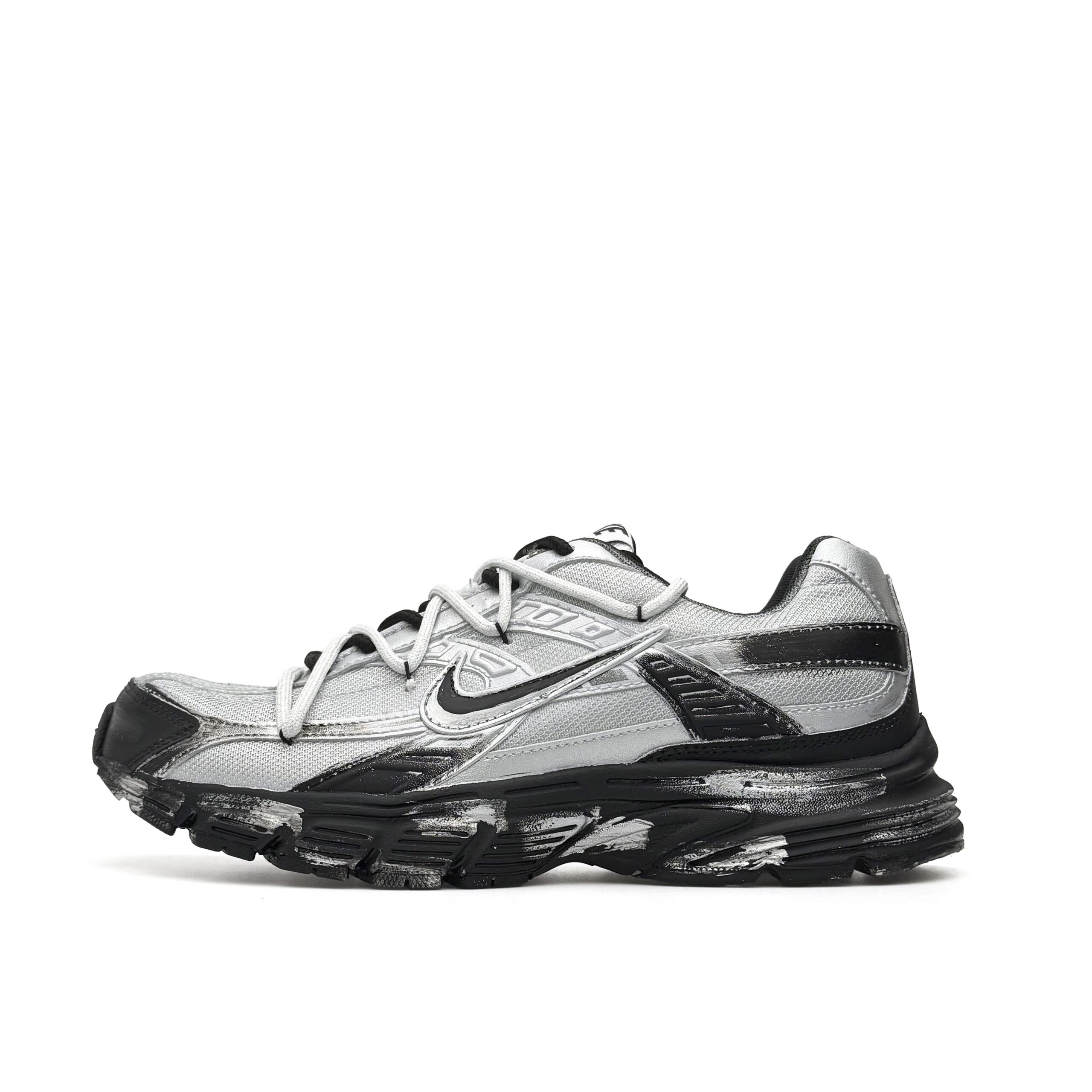 Nike Initiator Mesh Abrasion Resistant Low top Casual Running Shoes Unisex Black Gray Silver