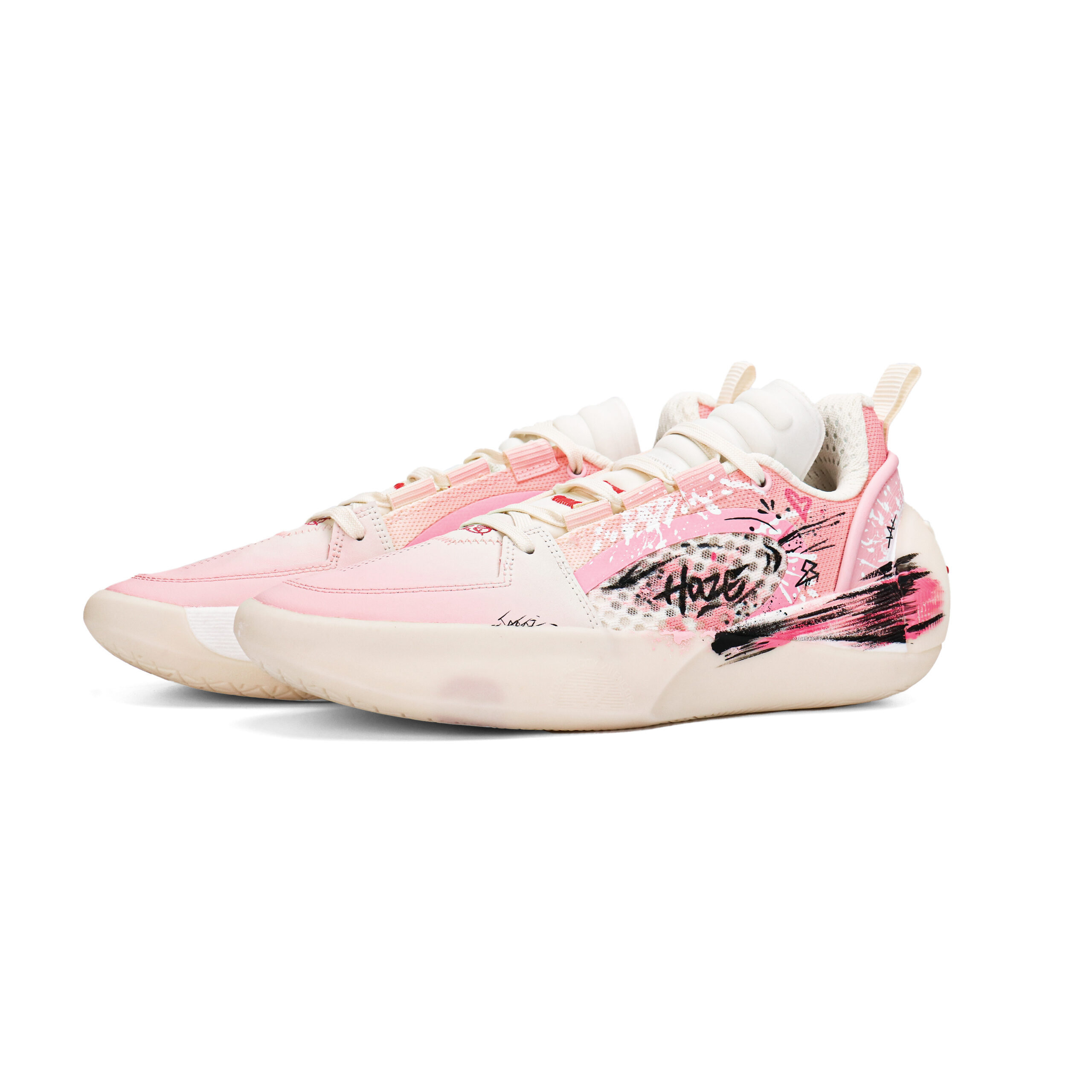 Li Ning All City 12 Encore Cushioning Slip Resistant Abrasion Resistant Low top Basketball Shoes Men’s Pink White