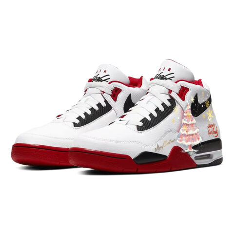 Nike Flight Legacy Slip Resistant Abrasion Resistant Mid top Vintage Basketball Shoes Unisex Red