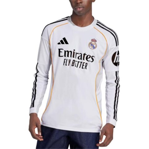 Adidas Free Shipping With AdiClub Real Madrid 25/26 Long Sleeve Home Jersey