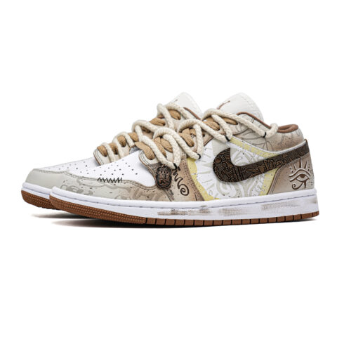 Jordan Air Jordan 1 Eye Of Egypt Abrasion Resistant Abrasion Resistant Low top Vintage Basketball Shoes Unisex Brown