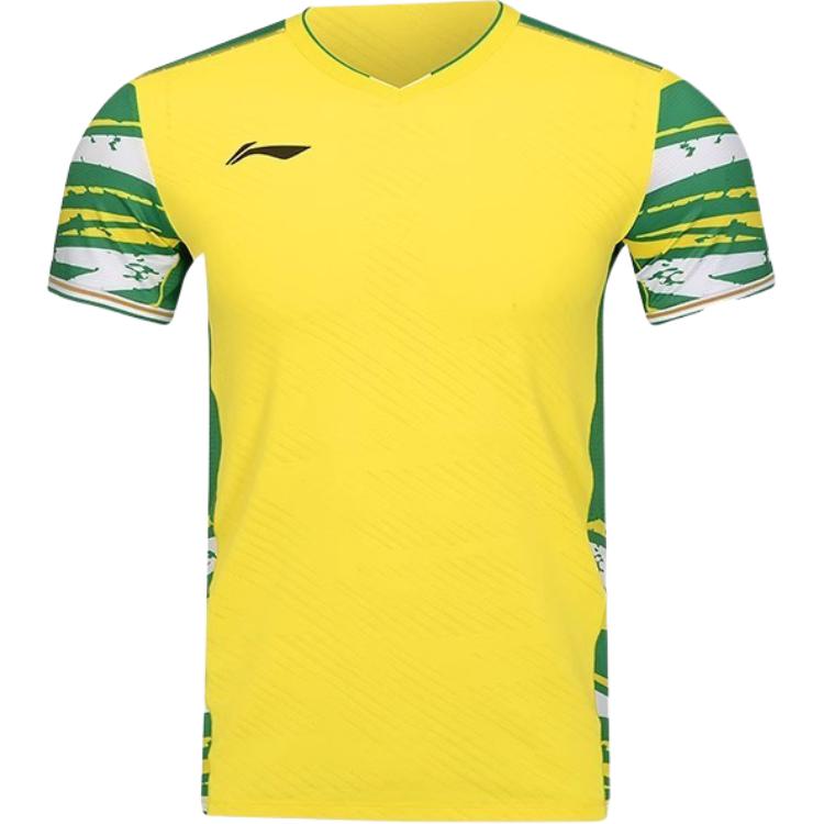Li Ning Badminton Jerseys Unisex Radiant Yellow V Neck Moderate