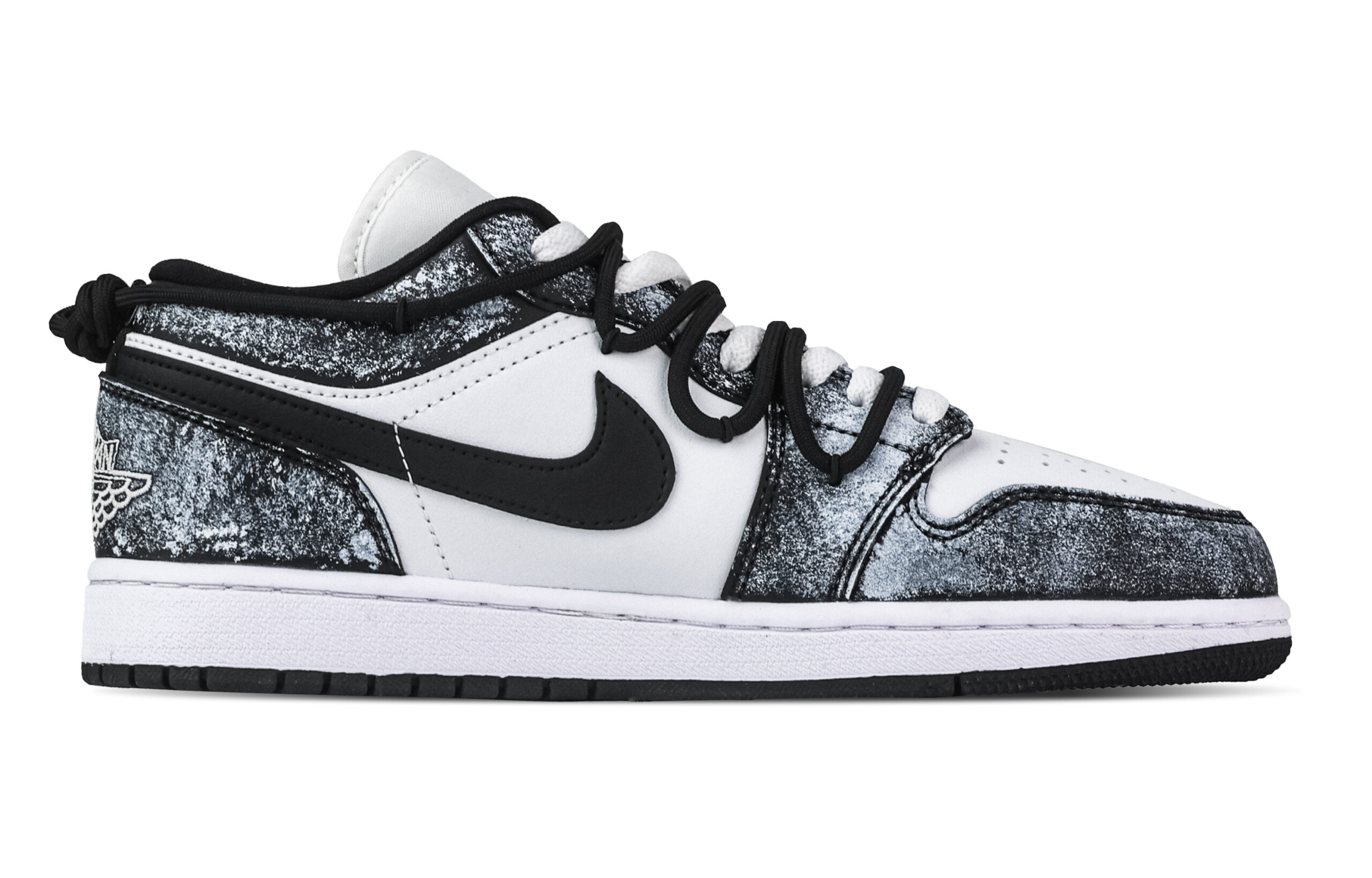 Jordan Air Jordan 1 Ghost Castle, Heart Box Low top Vintage Basketball Shoes Unisex Black White