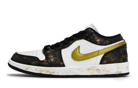 Jordan Air Jordan 1 Vintage Basketball Shoes Unisex Low Top Black/White/Gold