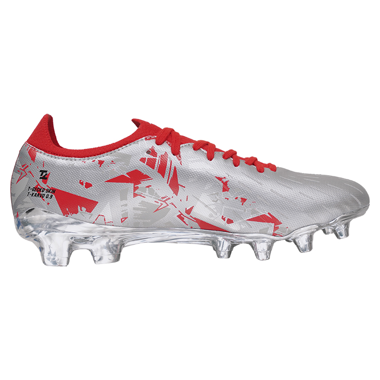 TLSS. FG Firm Ground Natural Grass Cushioning Slip Resistant Cushioning Slip Resistant Soccer Shoes Men’s Silver Red