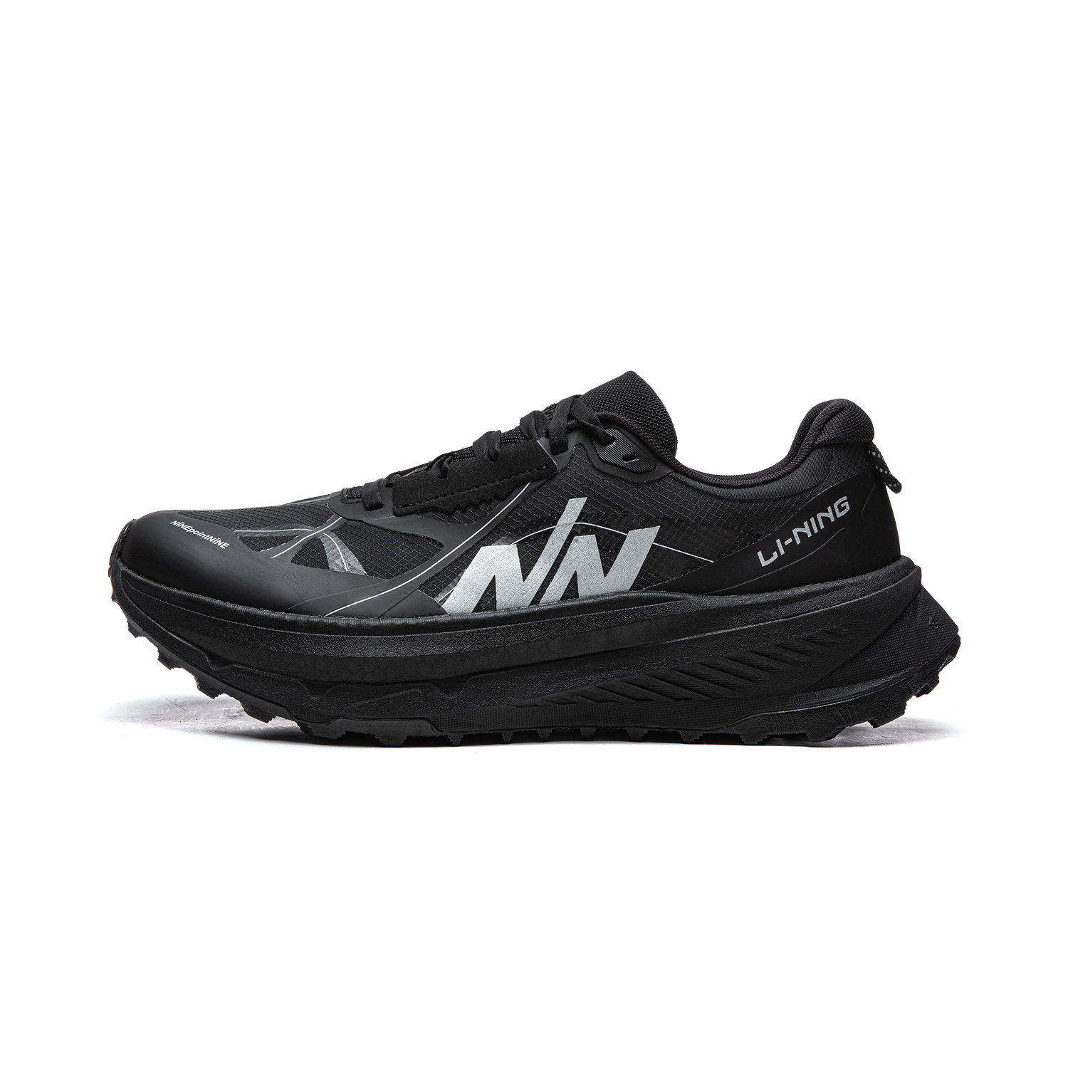 Li Ning Cushioning Slip Resistant Abrasion Resistant Rebound Low top Trail Running Shoes Unisex Black