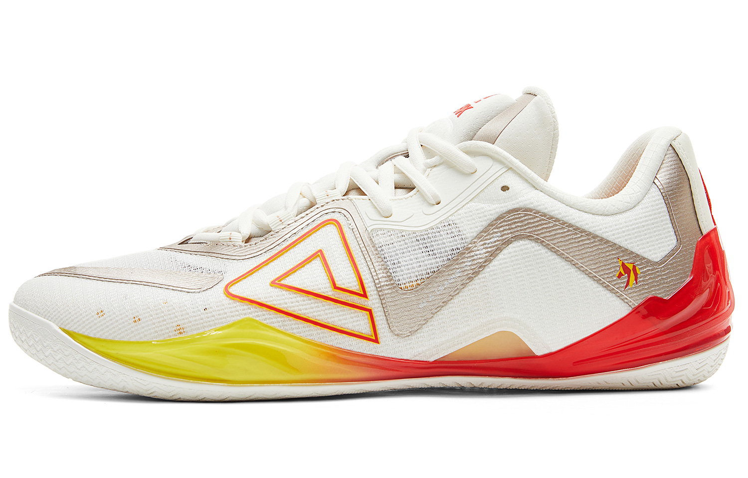 PEAK Cushioning Slip Resistant Abrasion Resistant Coverage Rebound Low top Basketball Shoes Men’s Ivory Red