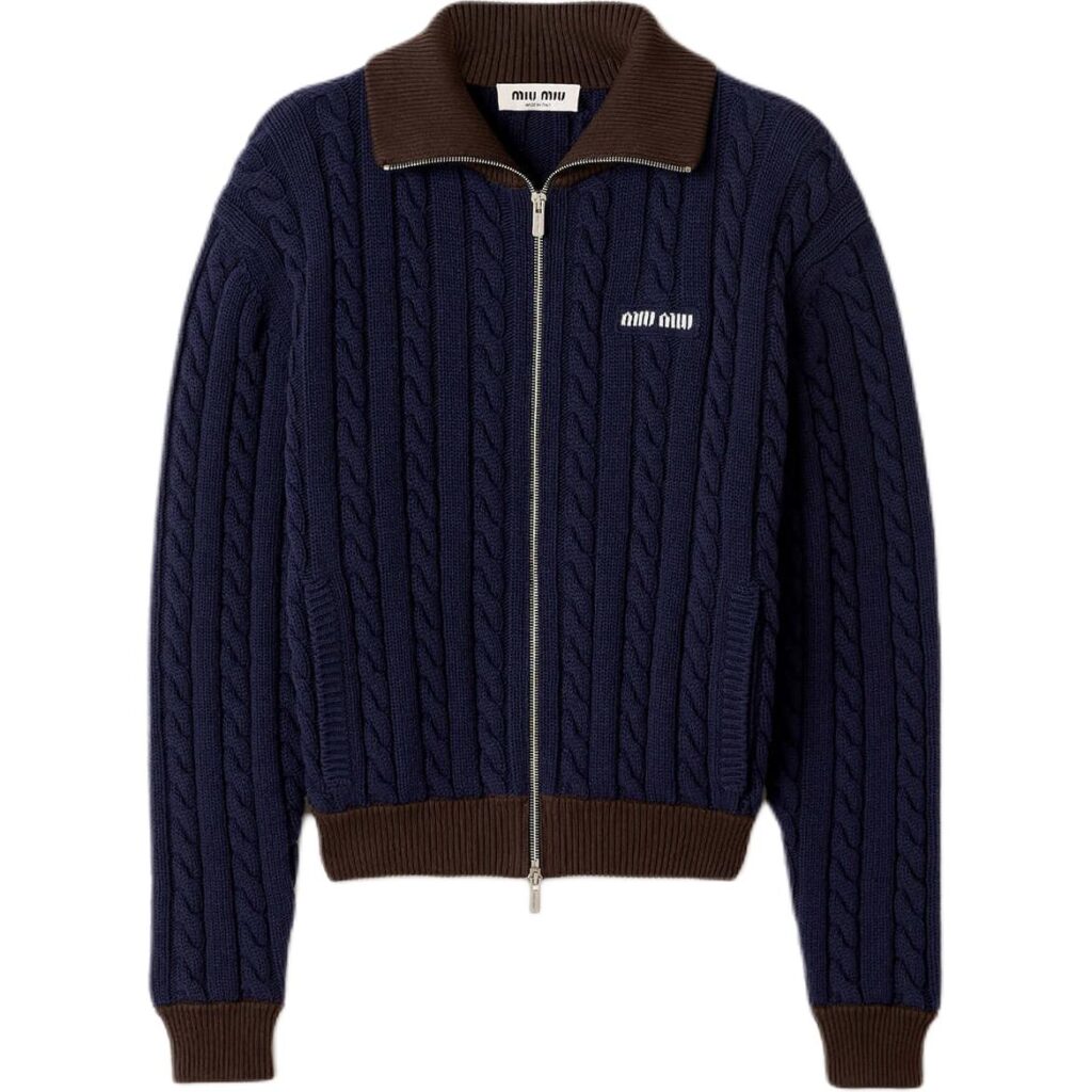 MIU MIU Sweaters Women’s Blue Lapel Moderate Cardigan