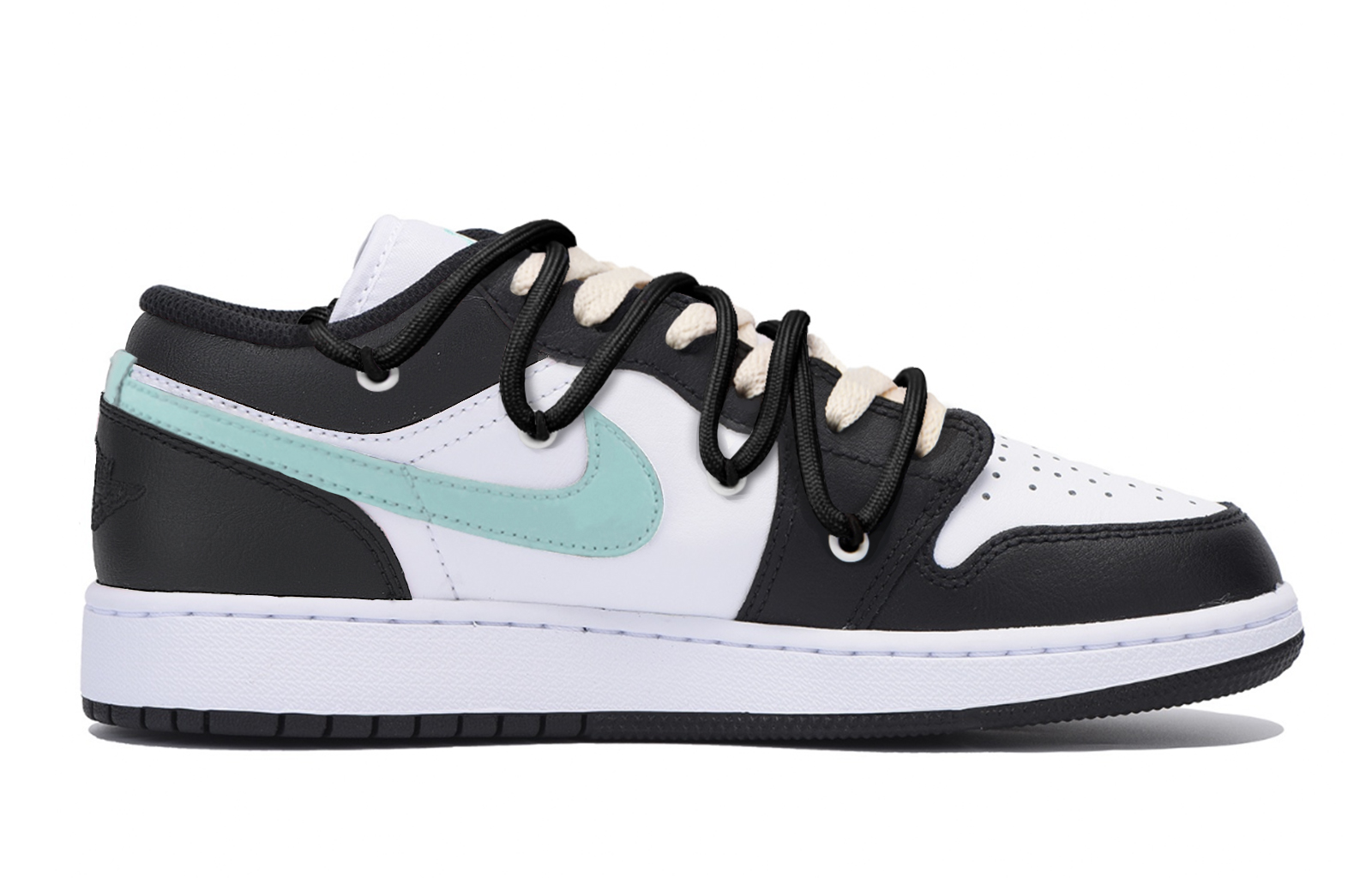 Jordan Air Jordan 1 Abrasion Resistant Slip Resistant Low top Vintage Basketball Shoes Men’s Black White Blue