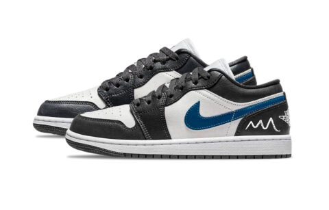 Jordan Air Jordan 1 Beach Seagull Leather Support Low top Vintage Basketball Shoes Unisex Black Blue