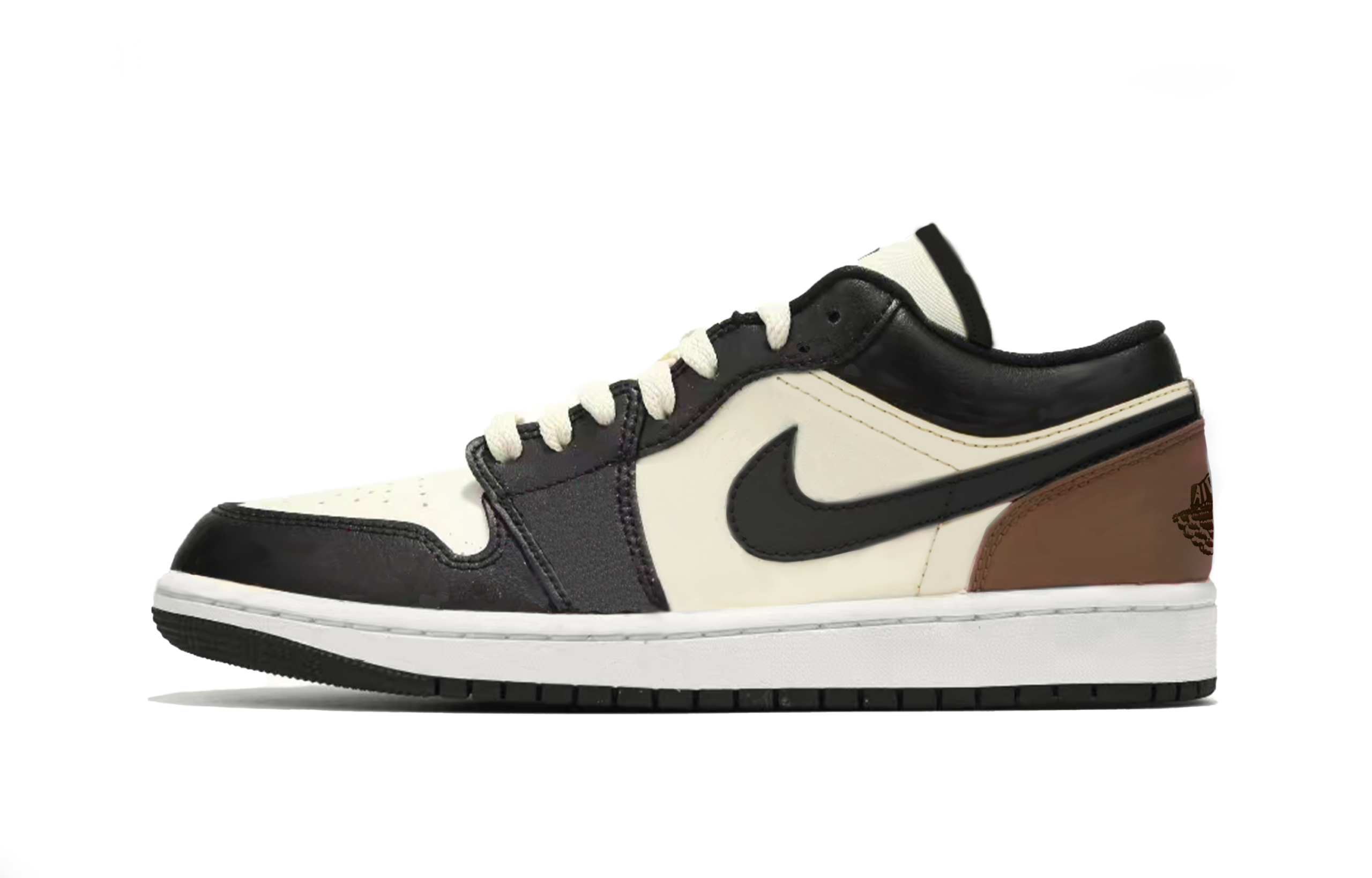 Jordan Air Jordan 1 Low Mocha Panda Leather Cushioning Low top Vintage Basketball Shoes Men's Black White Brown