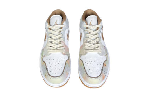 Jordan Air Jordan 1 Low Fantasy, Mocha Mousse Abrasion Resistant Low top Vintage Basketball Shoes Women’s White Brown