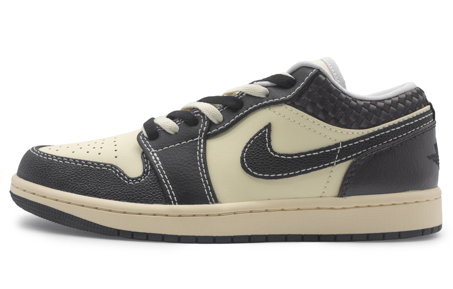Jordan Air Jordan 1 Leather Slip Resistant Low top Vintage Basketball Shoes Men’s Black Brown