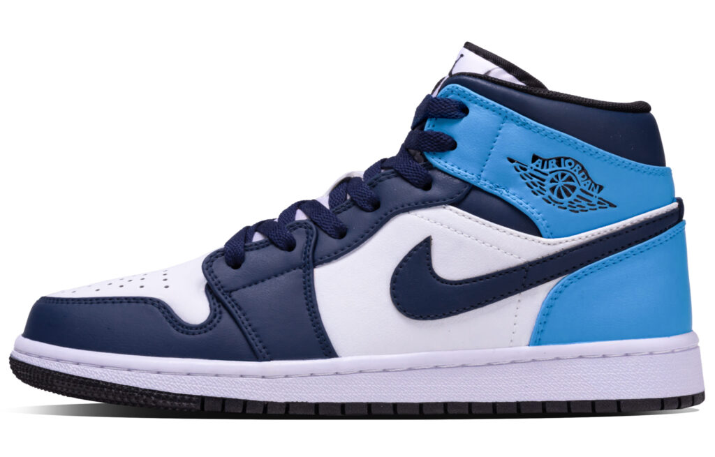 Jordan Air Jordan 1 Abyssal Ore Leather Mid top Vintage Basketball Shoes Unisex Blue White