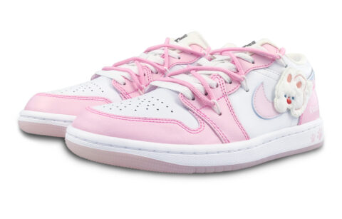 Jordan Air Jordan 1 Abrasion Resistant Slip Resistant Low top Vintage Basketball Shoes Women’s White Pink