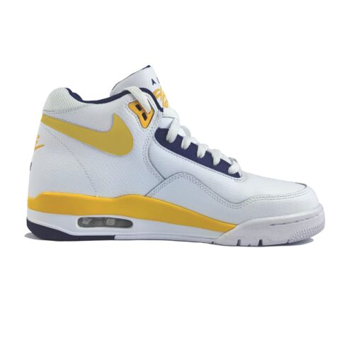 Nike Flight Legacy Cushioning Slip Resistant Abrasion Resistant Mid top Vintage Basketball Shoes Men’s White