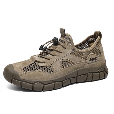 Jeep Slip Resistant, Abrasion Resistant, Breathable, Lightweight Low top Hiking Shoes Men’s Khaki