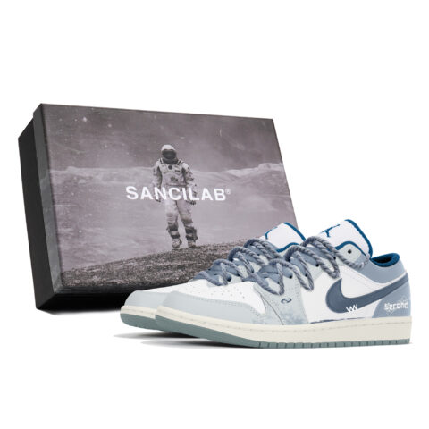Jordan Air Jordan 1 Abrasion Resistant Abrasion Resistant Low top Vintage Basketball Shoes Unisex Haze Blue